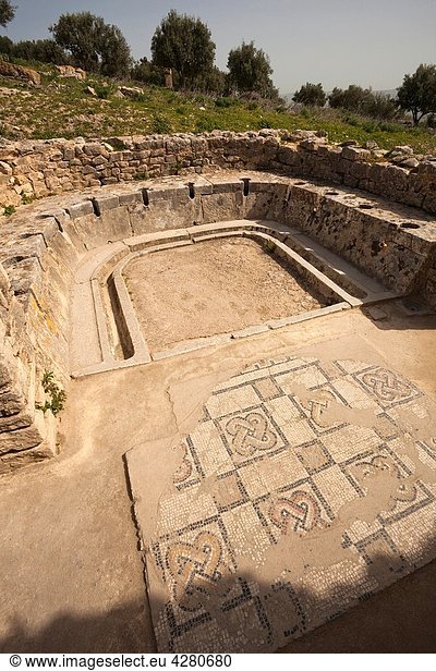 Tunisia,  Central Western Tunisia,  Dougga,  Roman-era city ruins,  Unesco site,  latrines at the Cyclops Baths