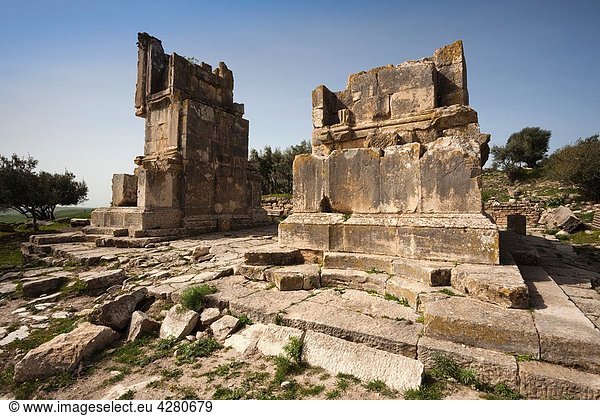 Tunisia  Central Western Tunisia  Dougga  Roman-era city ruins  Unesco site  ruins of the Arch of Septimus Severus