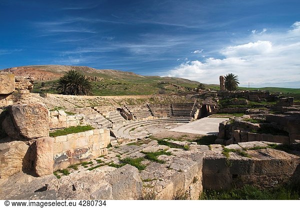 Tunisia  Northern Tunisia  Bulla Regia  ruins of underground Roman-era villas  theater