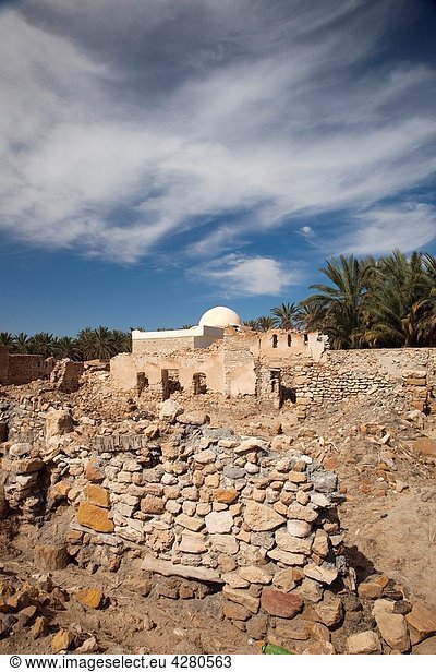 Tunisia  Sahara Desert  Kebili  ruins of ancient Kebili town