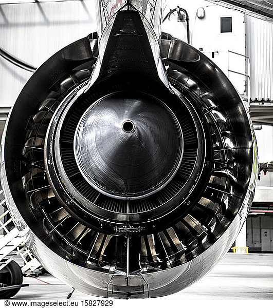 Turbine jet engine rear on an airliner