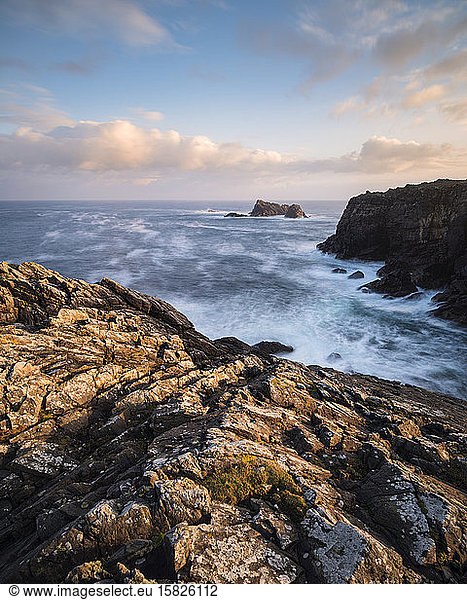 Turbulent seas and dramatic coastal cliffs at Butt Of Lewis  Isle of Lewis  Scotland