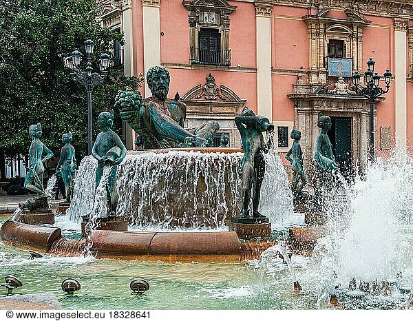 Turia Fountain  Virgin Square  Valencia  Spain  Europe