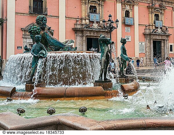 Turia Fountain  Virgin Square  Valencia  Spain  Europe