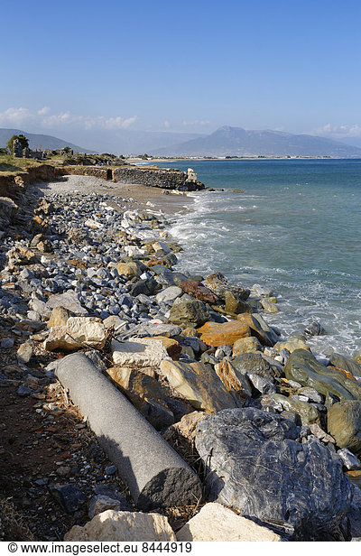 Turkey Anamur Antique town Anemurium antique columns on beach
