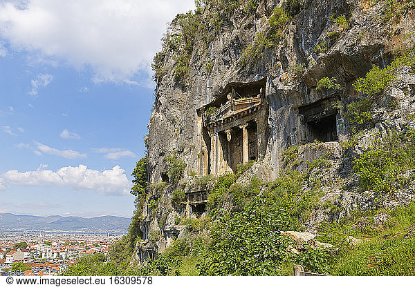 Turkey  Fethiye   View of Lycian Rock Tombs of Kaunos