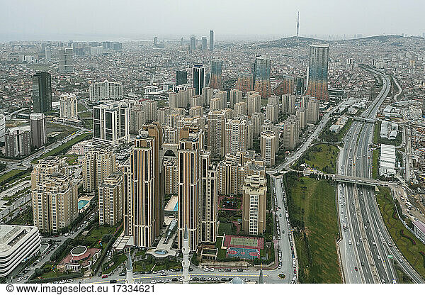 Turkey  Istanbul  Aerial view of Atasehir district