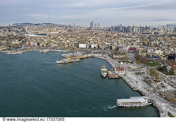Turkey  Istanbul  Aerial view of Kadikoy harbor