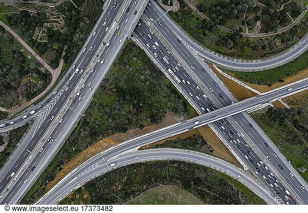 Turkey  Istanbul  Aerial view of traffic on highways