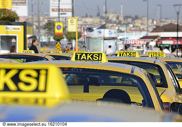 Turkey  Istanbul  Yellow cabs in traffic