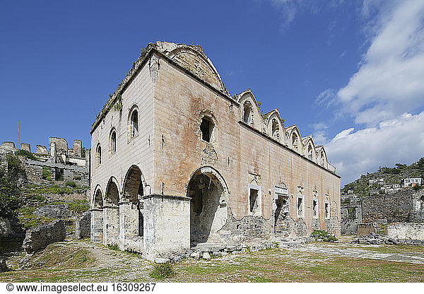 Turkey  Mugla  Fethiye  Upper Church in Ghost town of Kayakoy