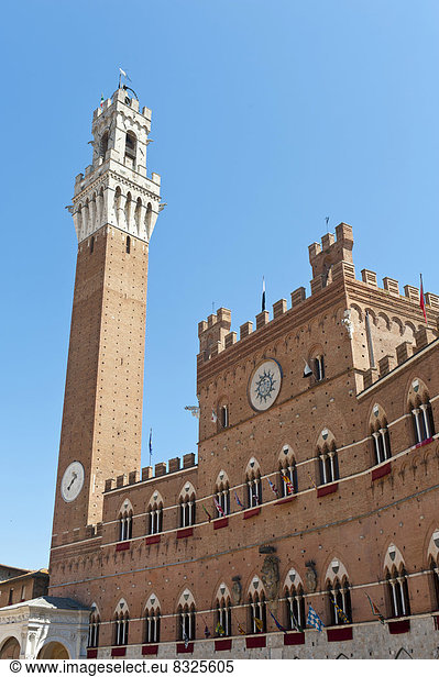 Turm Torre del Mangia des Palazzo Pubblico  Piazza del Campo