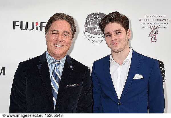 TV personality Jim Moret (L) and son Matthew Moret attend Markus Klinko Presents his 'Bowie Unseen' Exhibition at Mr. Musichead Gallery on May 19  2016 in Los Angeles  California.