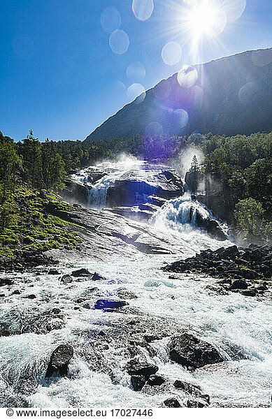 Tveitafossen waterfall  Kinsarvik  Vestland  Norway  Scandinavia  Europe