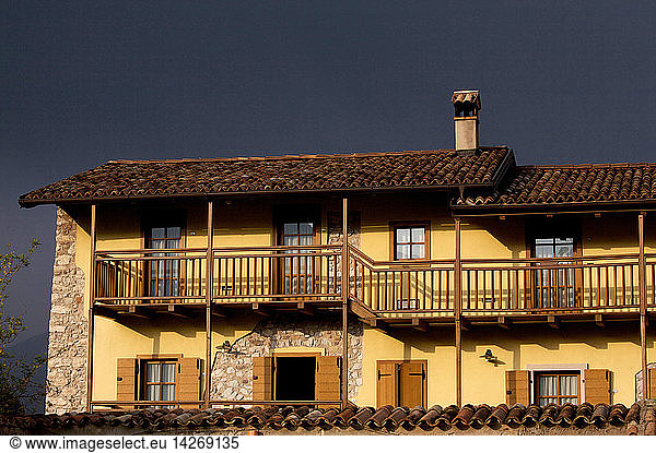 twilight on a farmhouse al Picchio in Vallagarina  Trentino Alto Adige  agriturismo al Picchio  Italy  Euyrope