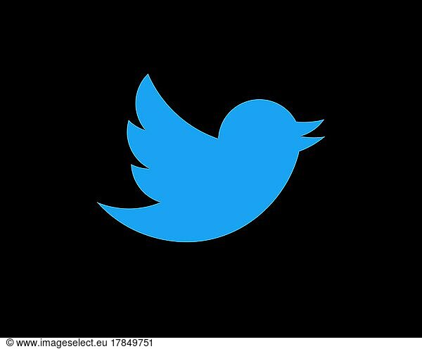 Twitter  gedrehtes Logo  Schwarzer Hintergrund B