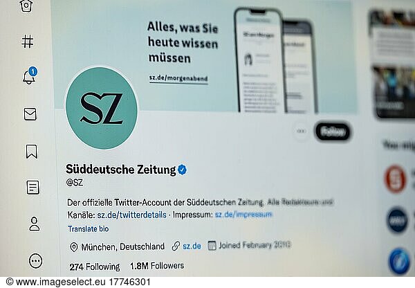 Twitter page of Süddeutsche Zeitung  Twitter  social network  Internet  website  screenshot  detail