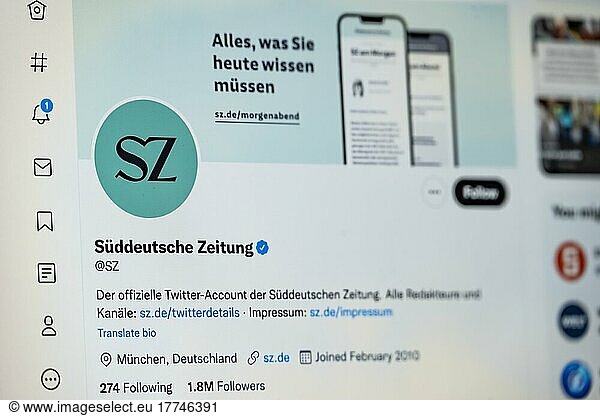 Twitter page of Süddeutsche Zeitung  Twitter  social network  Internet  website  screenshot  detail