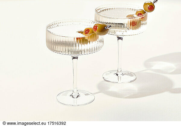 Two Classic Martini on White Background