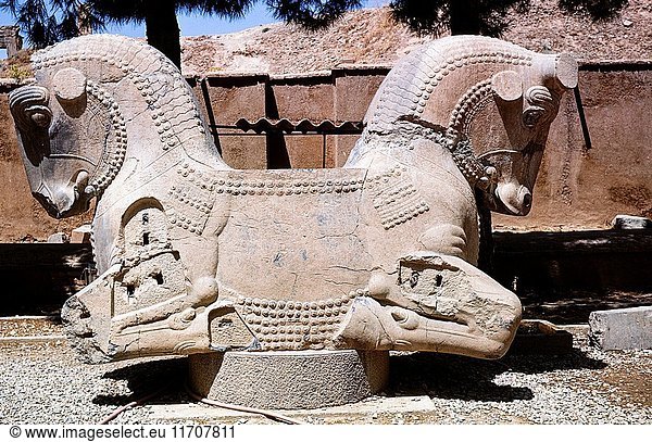 Two-headed horse capital  Apadana Palace of Emperor Darius the Great  Persepolis archaeological site  Iran.