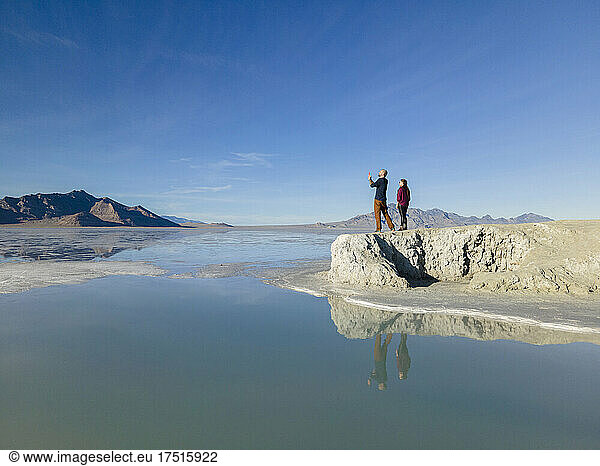 Two people enjoying the view at the Bonneville Salt Flats
