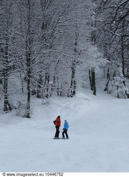 two people on skis on ski mountain  alpe di mera  piemonte  italy