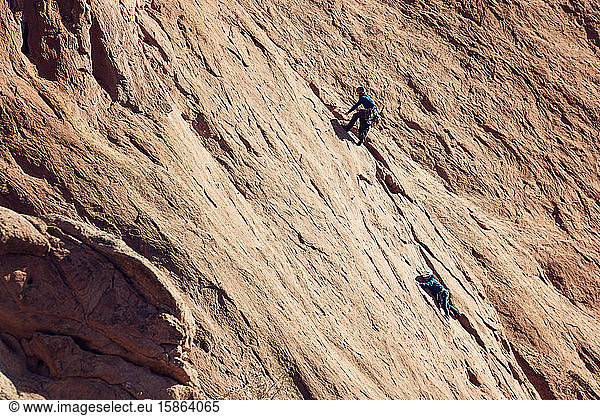 Two Rock Climbers at Garden of the Gods  Colorado
