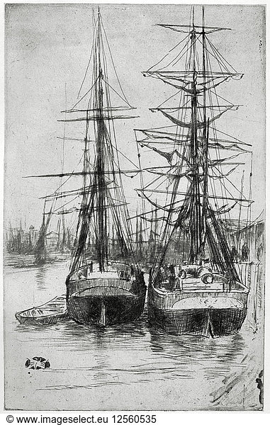 Two Ships  19th century (1904).Artist: James Abbott McNeill Whistler