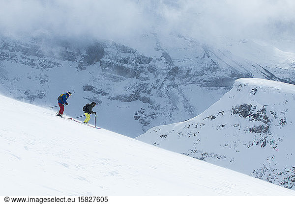 Two Skiers At Sunshine Village Alberta