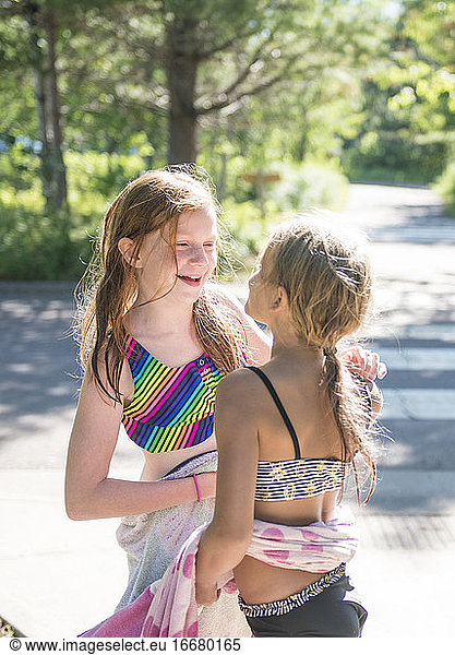 Two Young Girls After Swimming