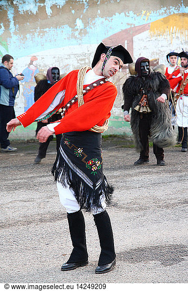 Typical carnival  Issohadores parade  Mamoiada  Sardinia  Italy