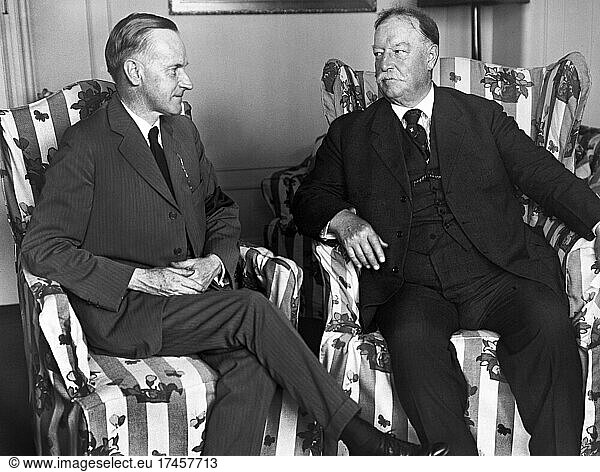 U.S. President Calvin Coolidge and Chief Justice and former U.S. President William Howard Taft  seated Portrait  Washington  D.C.  USA  Harris & Ewing  1923