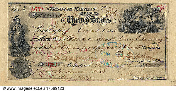 U.S. Treasury Warrant issued in the Amount of $7.2 Million for the U.S. Purchase of Alaska Territory from Russian Empire after signed treaty of March 30  1867  U.S. Department of the Treasury  Office of the Register of the Treasury  Notes  Coupon  Currency  and Files Division