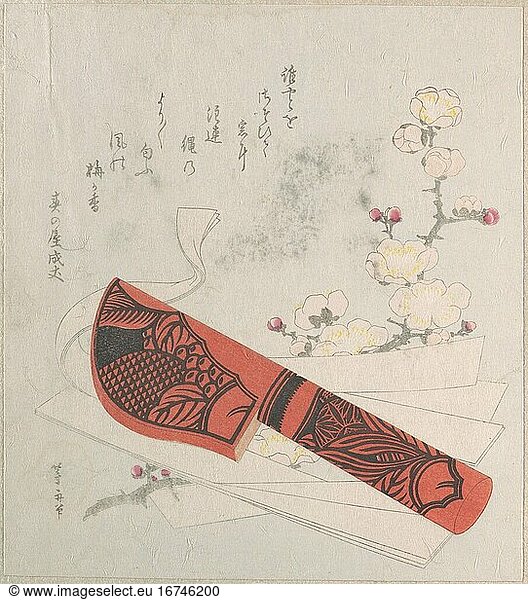 Uematsu Toshu 1810–1830. Print  ca. 1615–1868. Edo period (1615–1868).
Polychrome woodblock print (surimono); ink and color on paper  20.3 × 18.3 cm.
Inv. Nr. JP2170
New York  Metropolitan Museum of Art.