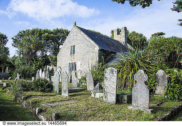 UK  England  Isles of Scilly  Old gravestones on a graveyard in St Mary's