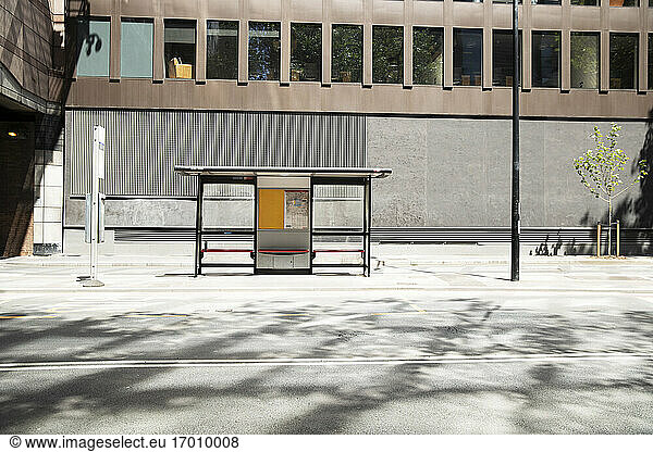 UK  England  London  Bus stop on empty street