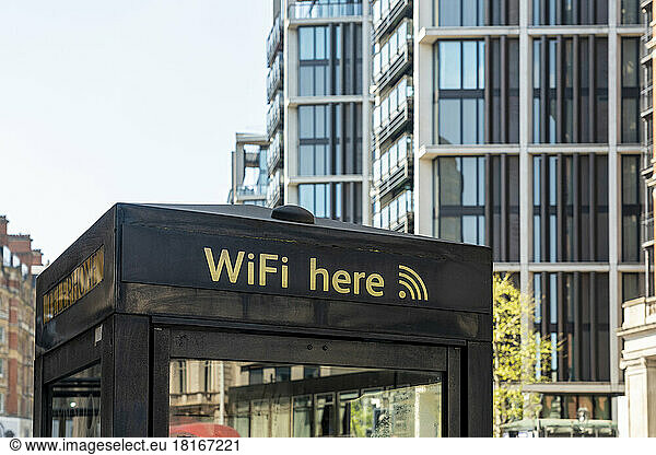 UK  England  London  Modern phone booth with free Wi-Fi