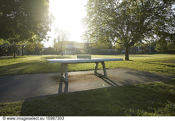 UK  England  London  Table tennis table in empty Colliers Wood park