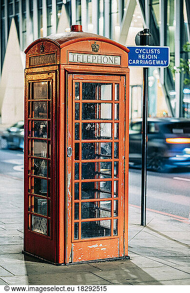 UK  England  London  Typical English telephone booth