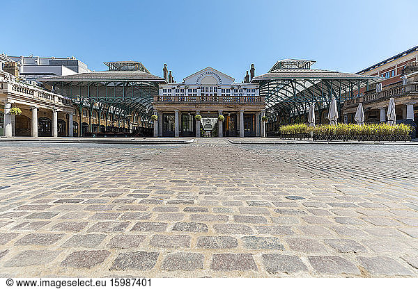 UK  London  Empty Covent Garden market and square on a sunny day
