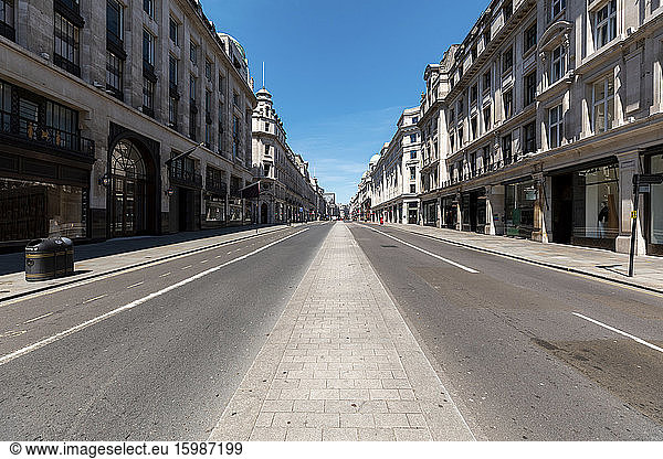 UK  London  Empty Regent's street on a sunny day