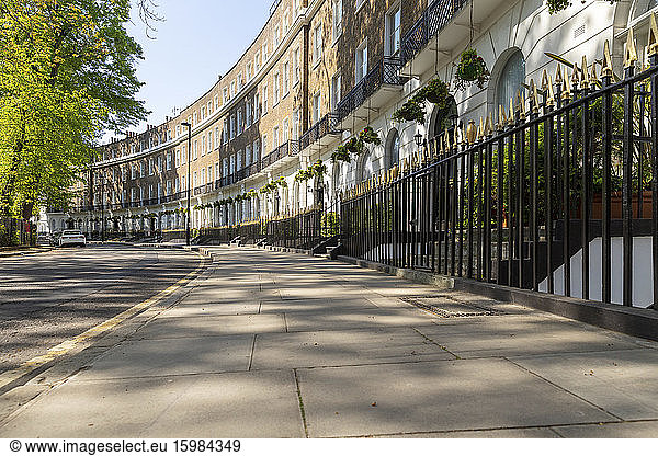 UK  London  Empty street near Regent's Park during curfew