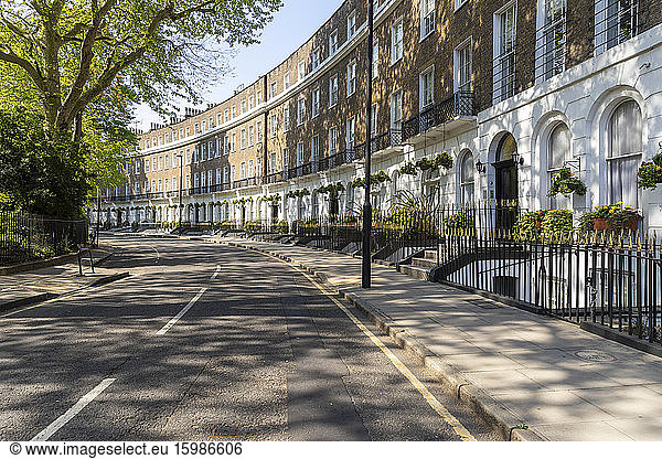 UK  London  Empty street near Regent's Park during curfew