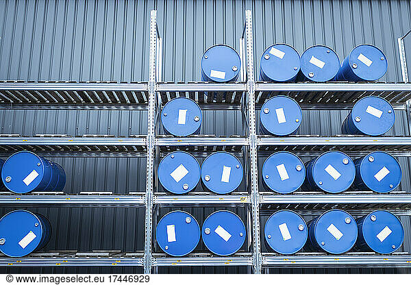UK  Manchester  Barrels organized in oil blending plant
