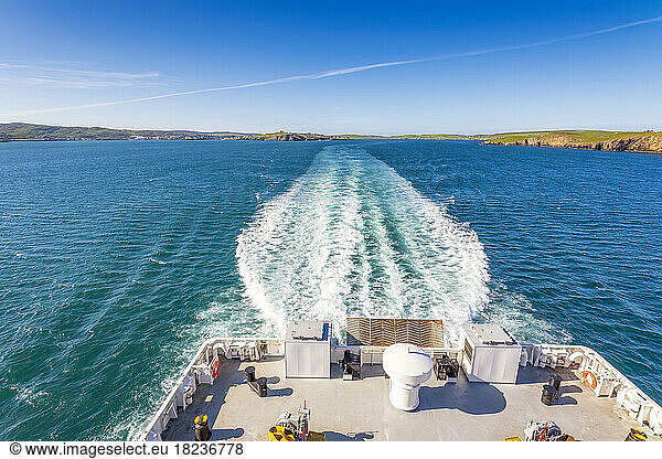 UK  Scotland  Lerwick  Wake of moving ferry