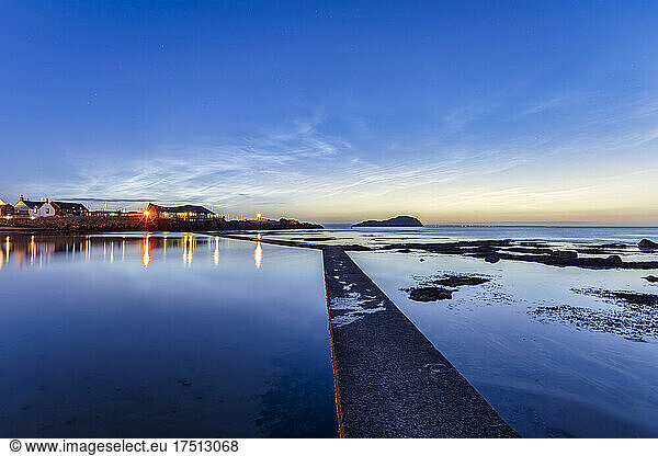 UK  Scotland  North Berwick  Shore of Firth of Forth at blue dusk