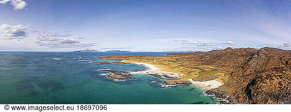 UK  Scotland  Panoramic view of Ardnamurchan peninsula and Sanna Beach