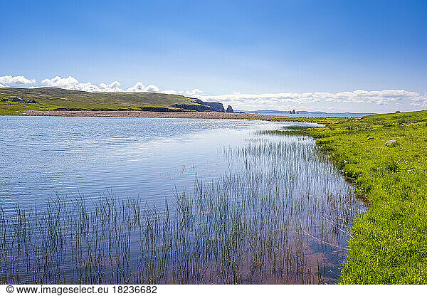 UK  Scotland  View of Northmavine lagoon in summer