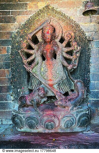 Uma Maheshwar Tempel  Tempel-Gottheit-Statue  Kirtipur  Nepal  Asien