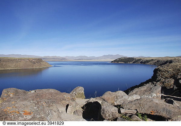 Umayo-See  Laguna Umayo  Sillustani  Inkasiedlung  Quechuasiedlung  Peru  Südamerika  Lateinamerika